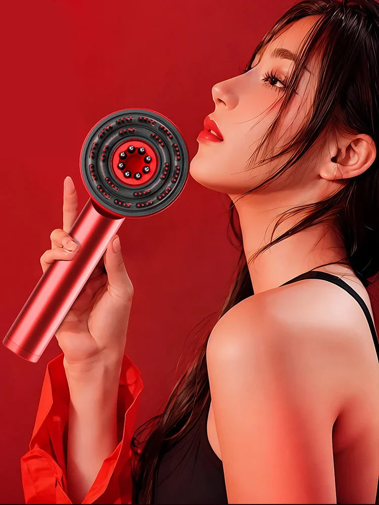 2-in-1 RED Light Scalp Massager with Oil Applicator, Electric Hair Brushes with Hair Oil Dispenser