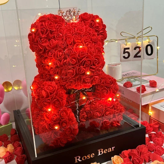 Gift Teddy Bear with Eternal Rose