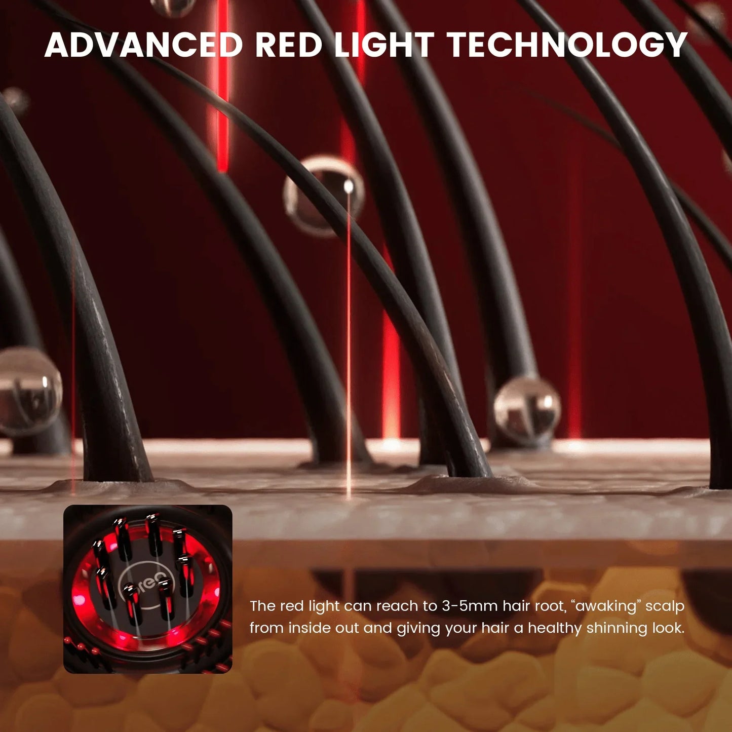 2-in-1 RED Light Scalp Massager with Oil Applicator, Electric Hair Brushes with Hair Oil Dispenser