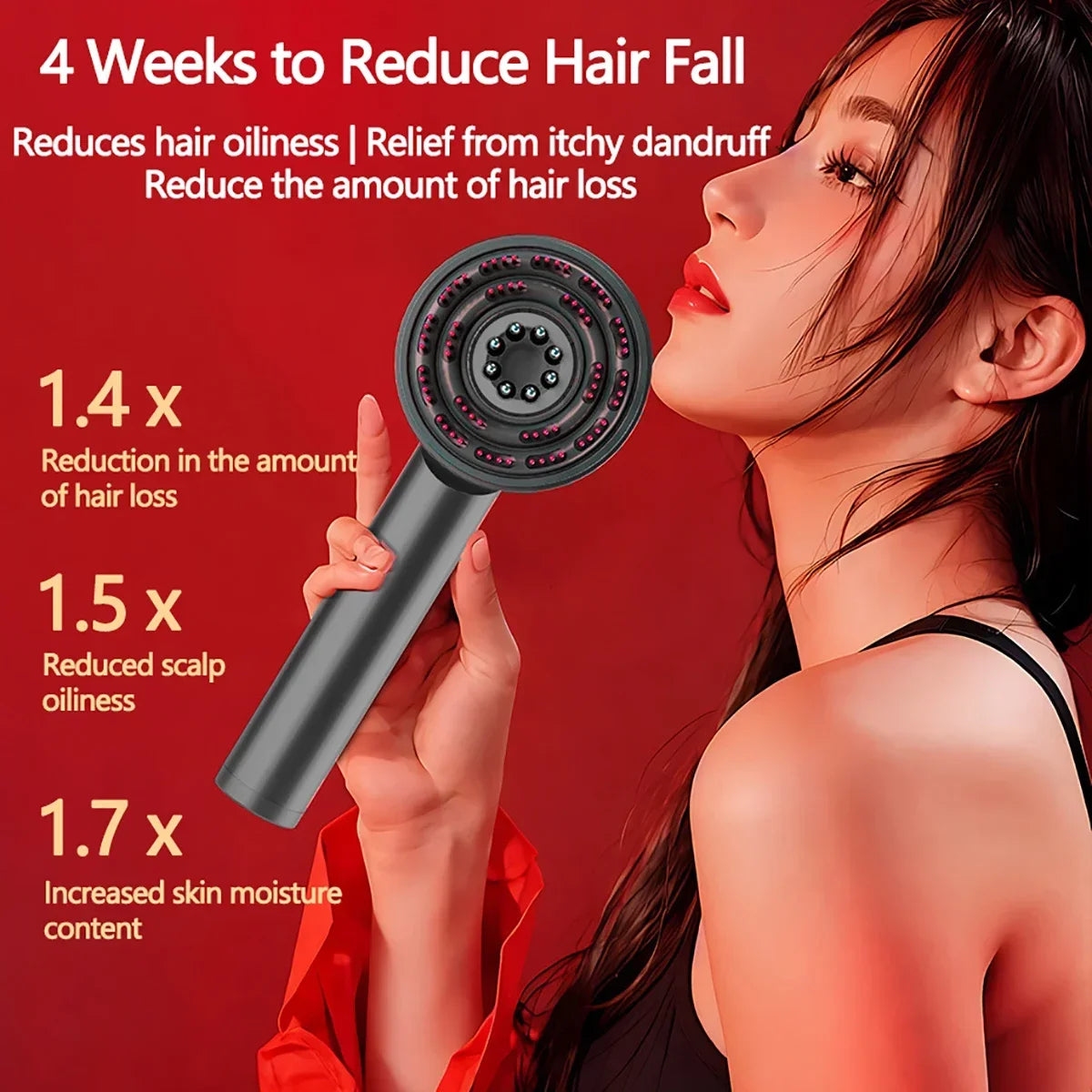 2-in-1 RED Light Scalp Massager with Oil Applicator, Electric Hair Brushes with Hair Oil Dispenser