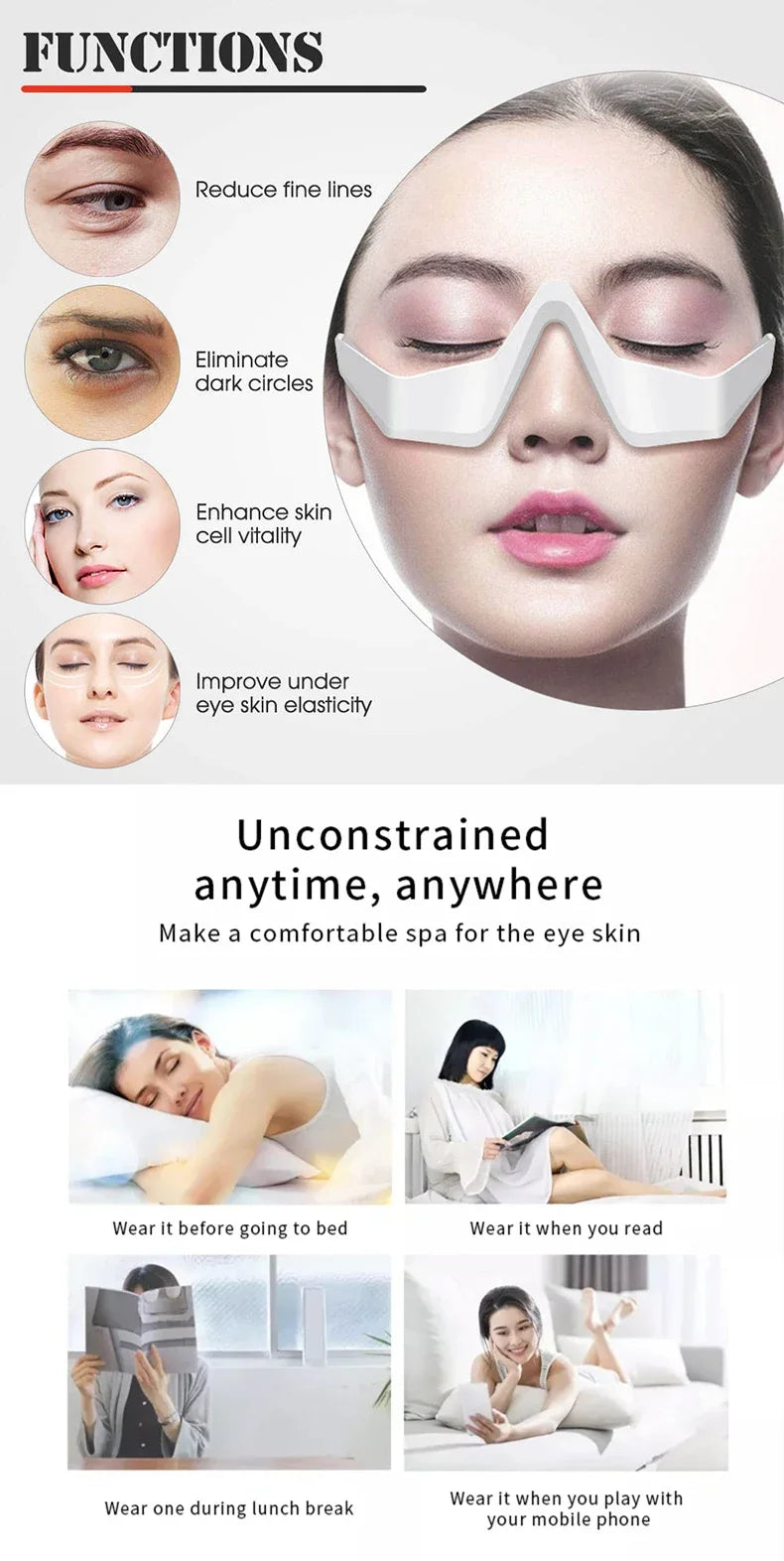 Rechargeable Eye Massager Glasses for Dark Circles ✨