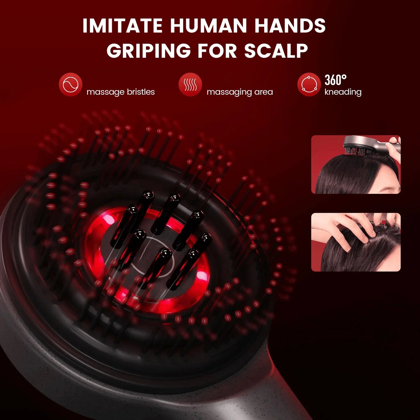 2-in-1 RED Light Scalp Massager with Oil Applicator, Electric Hair Brushes with Hair Oil Dispenser