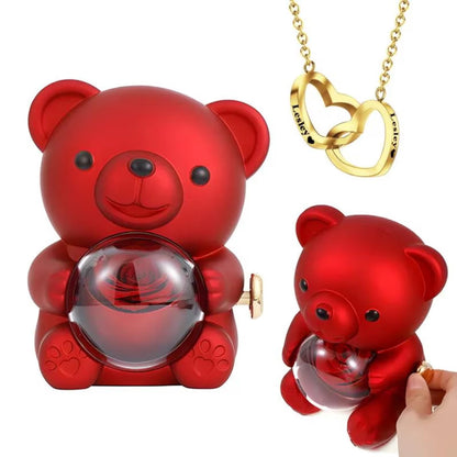 Eternal Rose Bear with Heart-shaped Necklace