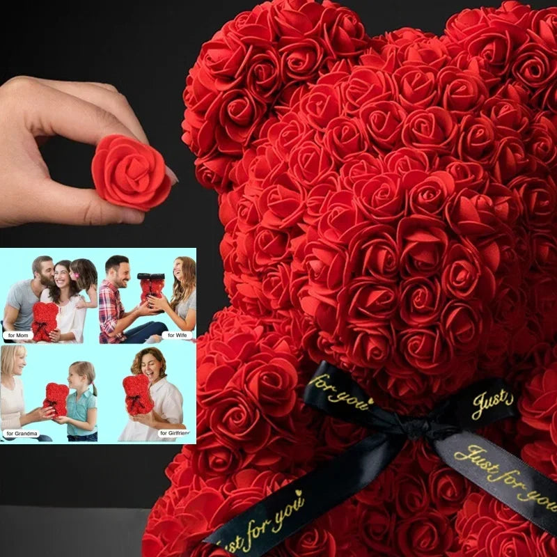Gift Teddy Bear with Eternal Rose
