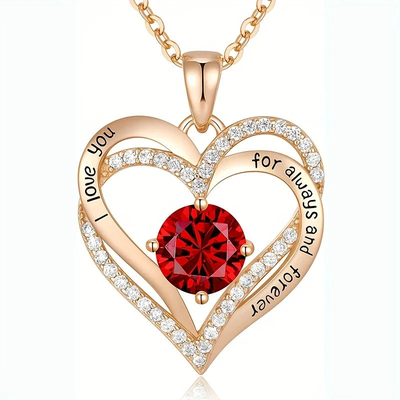 Red Zircon Rose Necklace